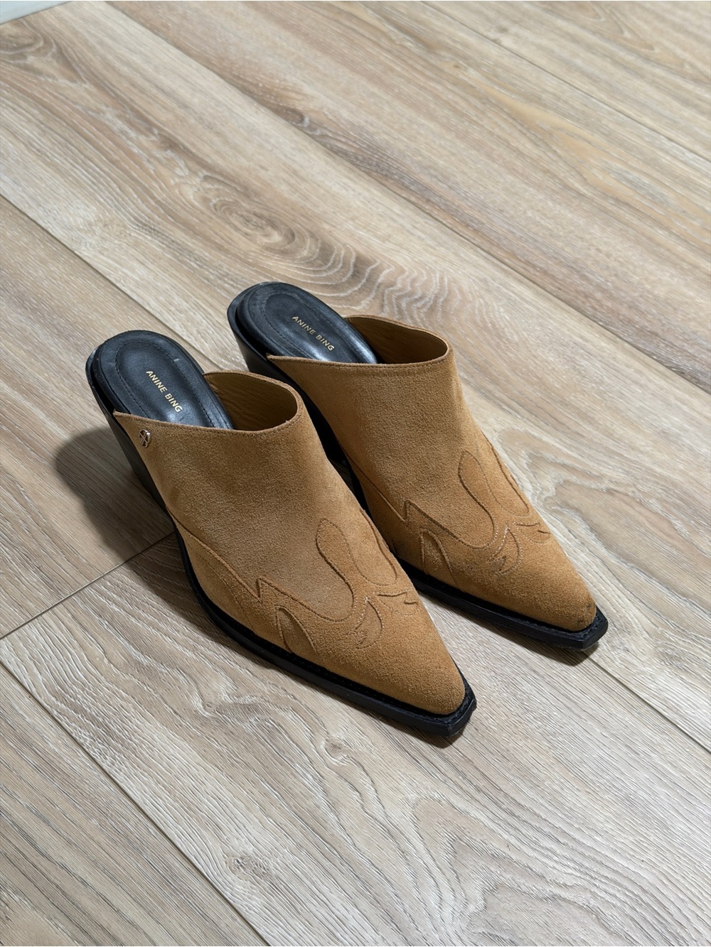 Anine Bing Camel Suede Tania Mules